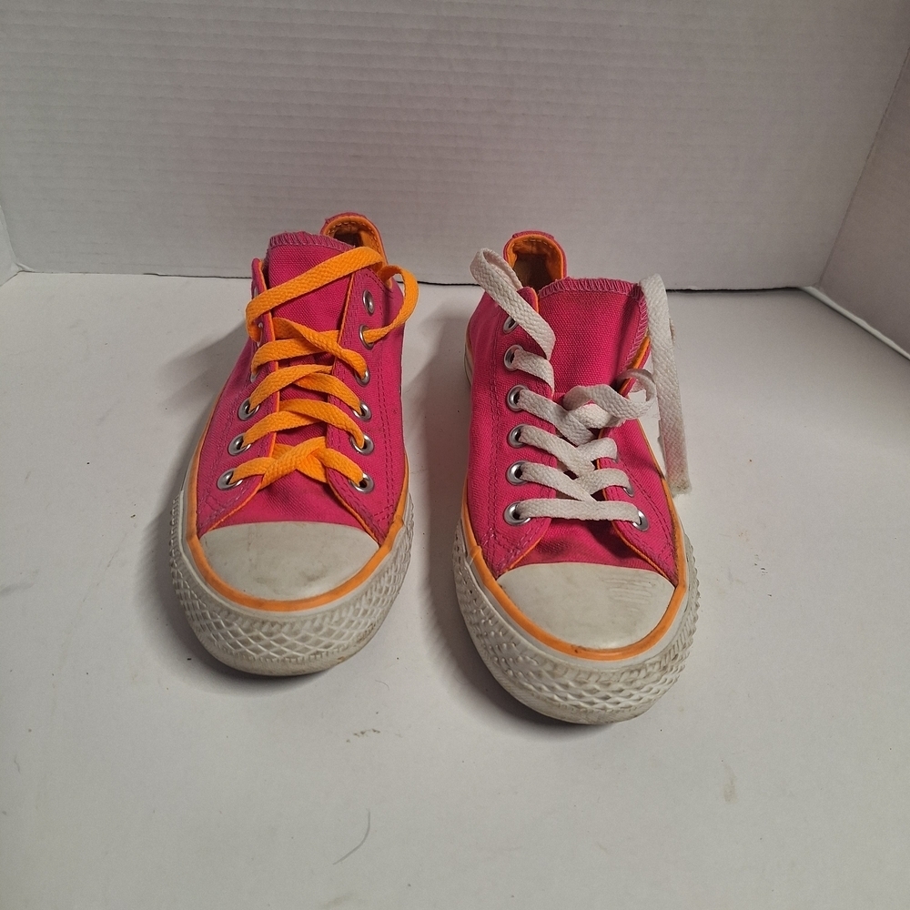 Converse Pink Sneakers with Orange and White Laces Unisex Sneakers
